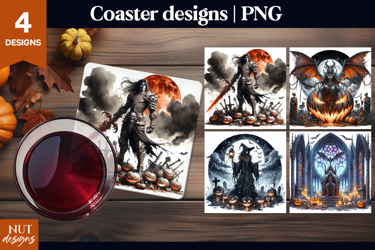 Dark Gothic Halloween Coasters Demoness Vampire Witch