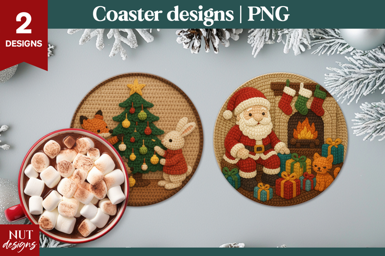 Christmas coaster Crochet Christmas Santa Claus, Animals