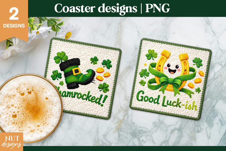 St Patricks day coaster Patrick day quote Latch hook yarn