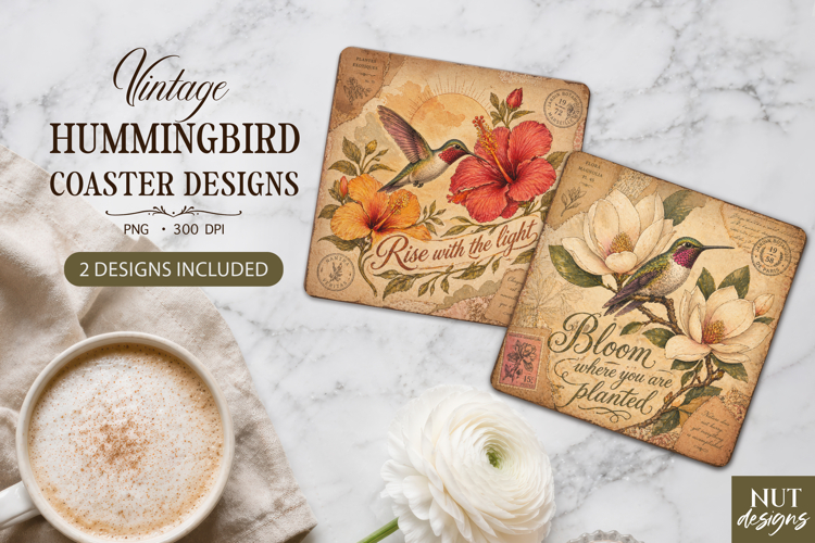 Vintage Hummingbird Coaster Summer coaster Uplifting quotes