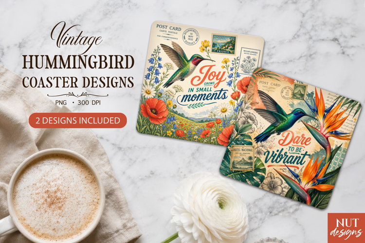 Vintage Hummingbird Coaster Summer coaster Uplifting quotes