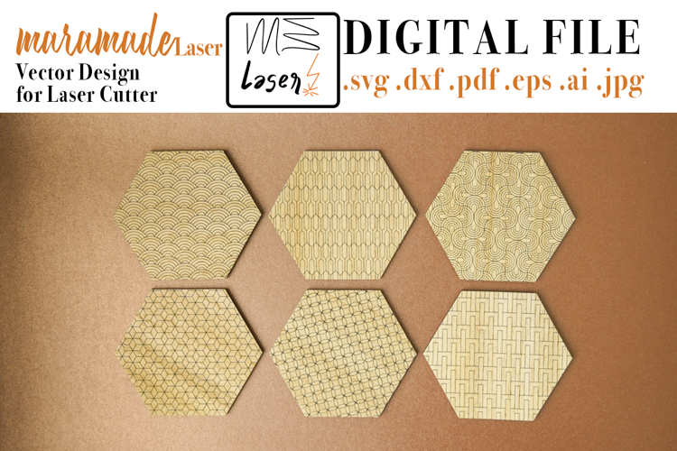 Coaster Deco Hexagon Vector File for Laser Cutter.