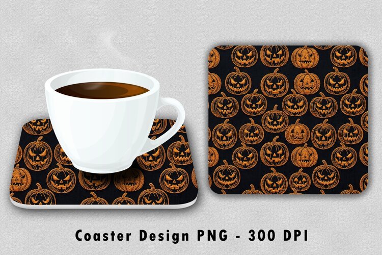 Embroidered Jack-O'-Lantern Coaster Sublimation PNG example image 1
