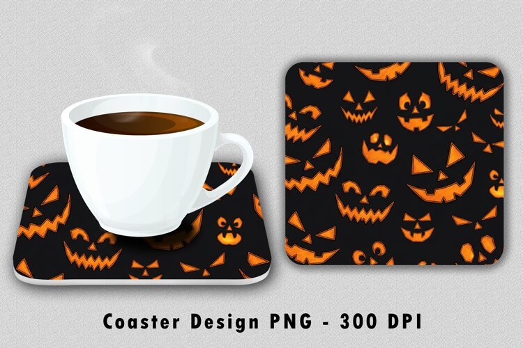 Jack-O'-Lantern Face Coaster Sublimation PNG example image 1
