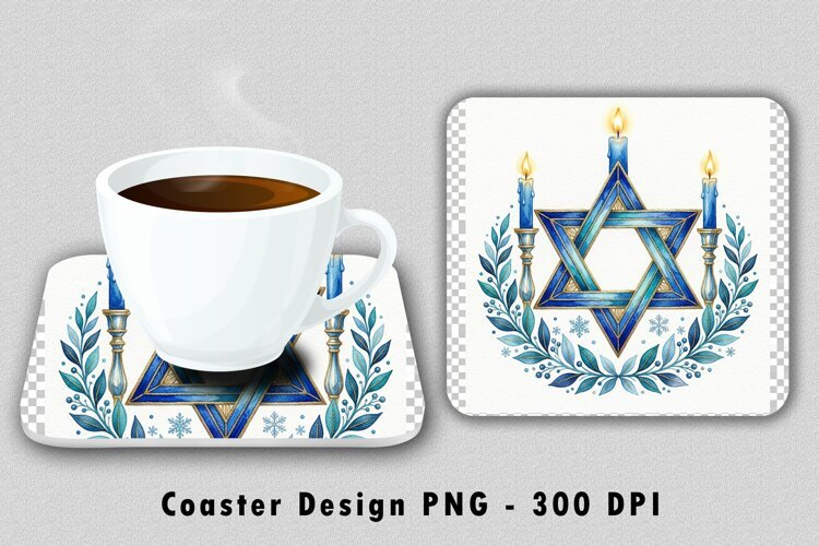 Hanukkah Star Of David Coaster Sublimation PNG 300 DPI example image 1