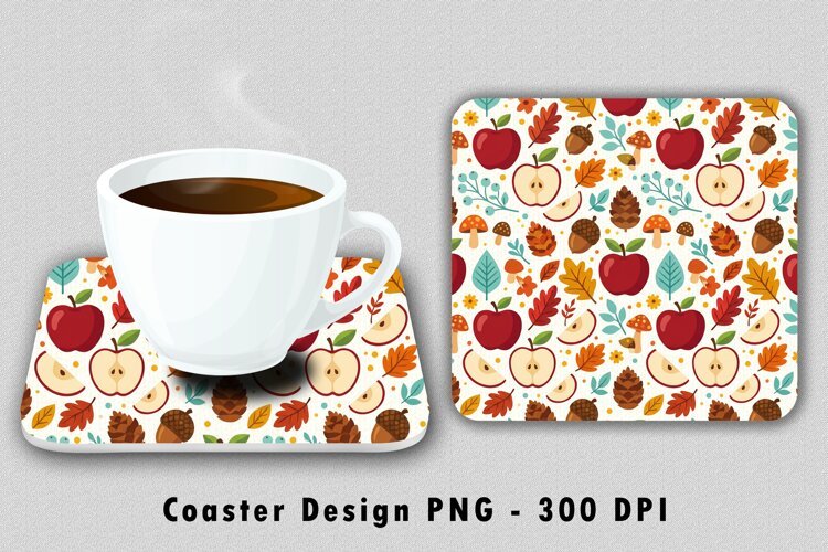 Autumn Apple Harvest Coaster Sublimation PNG example image 1