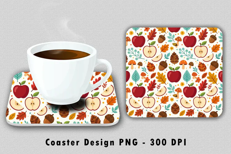 Autumn Apple Harvest Coaster Sublimation PNG