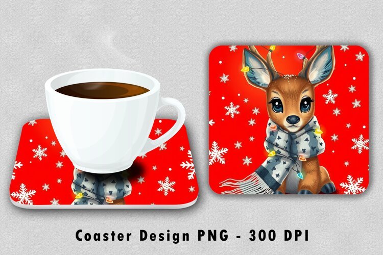Typogram Designs Christmas Reindeer Coaster PNG Design