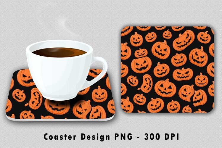 Halloween Pumpkin Coaster PNG Jack O Lantern Sublimation example image 1