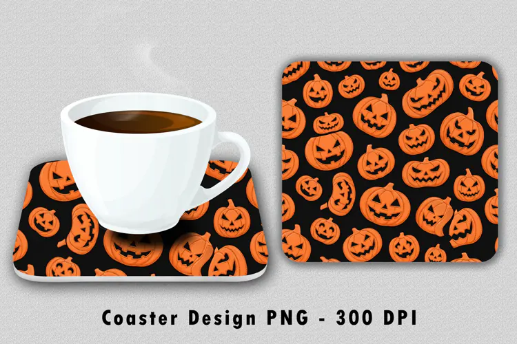 Halloween Pumpkin Coaster PNG Jack O Lantern Sublimation