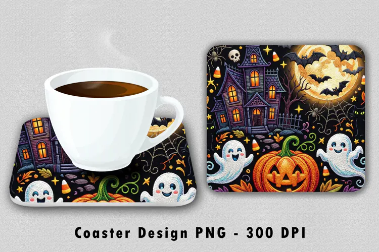 Haunted House Halloween Coaster PNG Sublimation Design