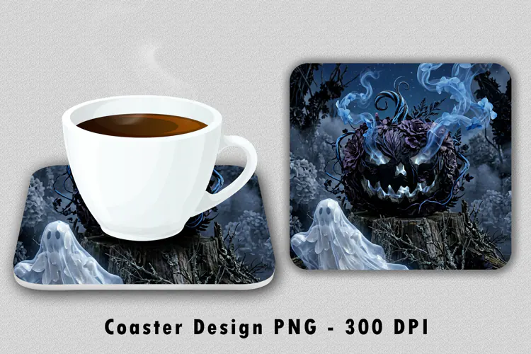 Spooky Halloween Coaster PNG 300 DPI