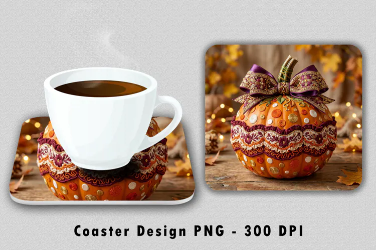 Pumpkin Coaster PNG Design 300 DPI
