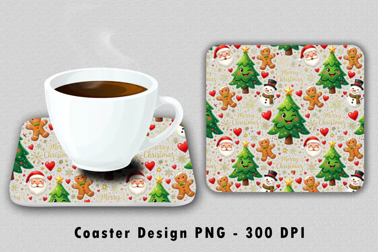 Christmas Pattern Coaster Sublimation PNG Design