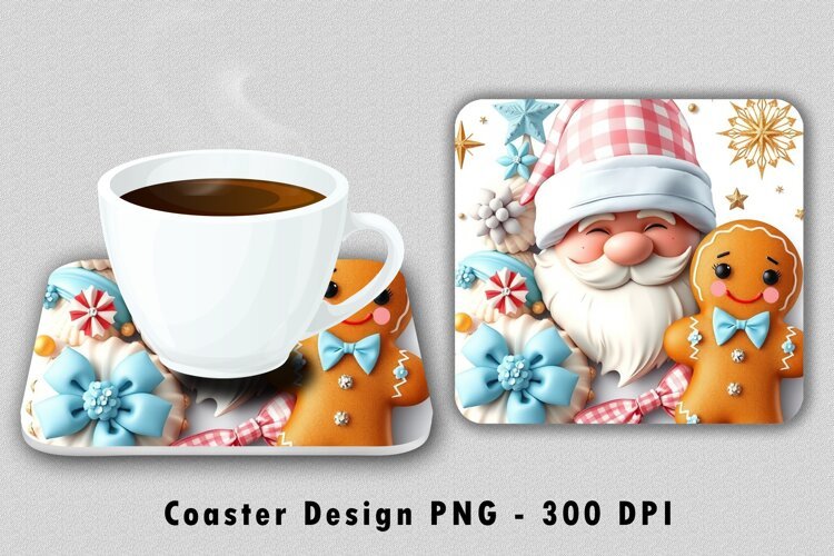 Santa Gingerbread Coaster PNG Design example image 1