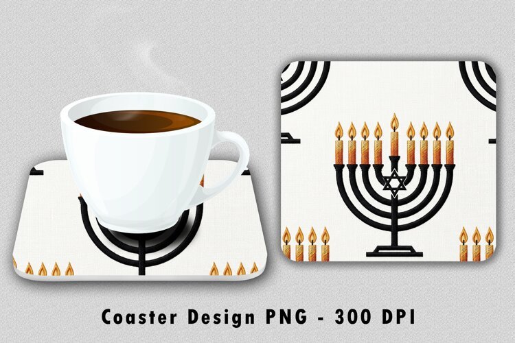 Hanukkah Menorah Coaster Sublimation PNG 300 DPI example image 1