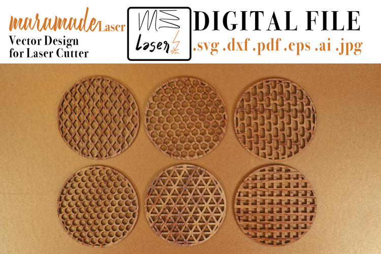 Coaster Geometric Vector File for Laser Cut - 6 Variations