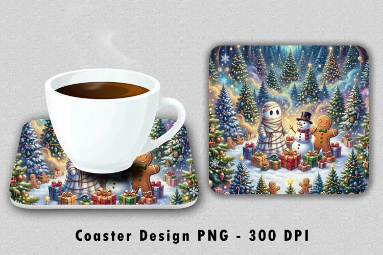 Christmas Snowman Coaster Sublimation PNG 300 DPI