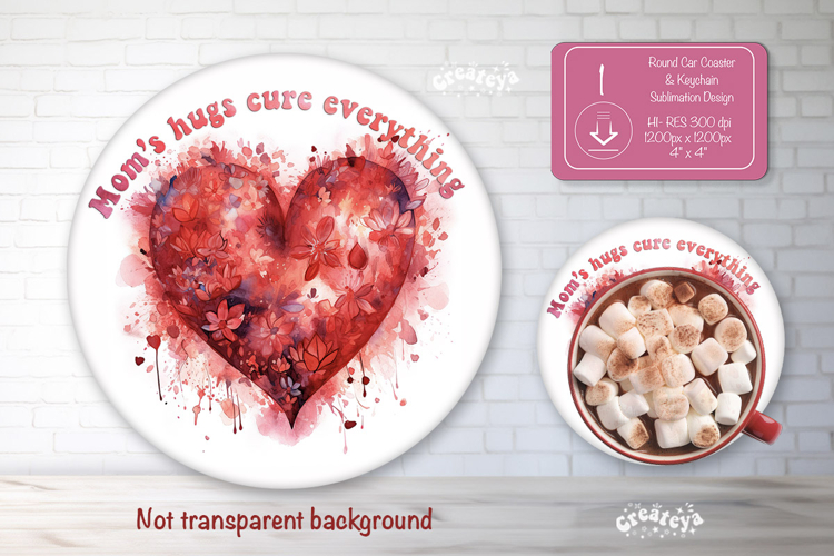 Mothers day round coaster sublimation png Car coaster png