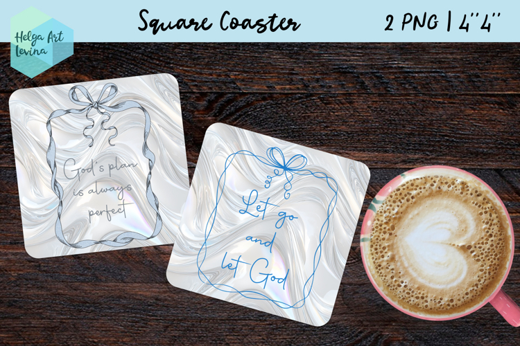 Religious quote, Metallic Square Coaster Sublimation