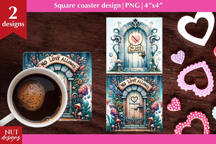 Anti Valentine coaster Closed door, Valentines coaster PNG