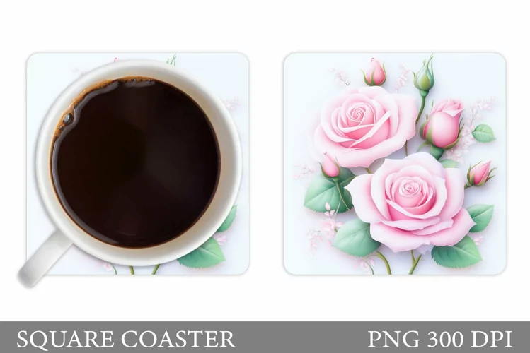 Roses Coaster Sublimation. Flowers Coaster Design