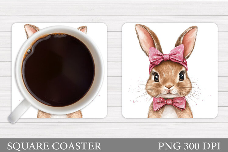 Cute Bunny Coaster Design. Bunny Sublimation example image 1