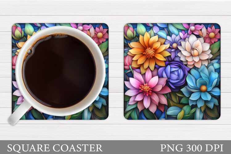 Floral Coaster Design. Flowers Coaster Sublimation example image 1