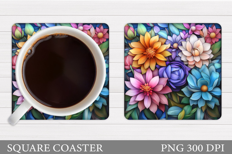 Floral Coaster Design. Flowers Coaster Sublimation