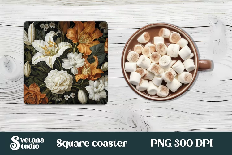 Flower square coaster sublimation | Flower coaster