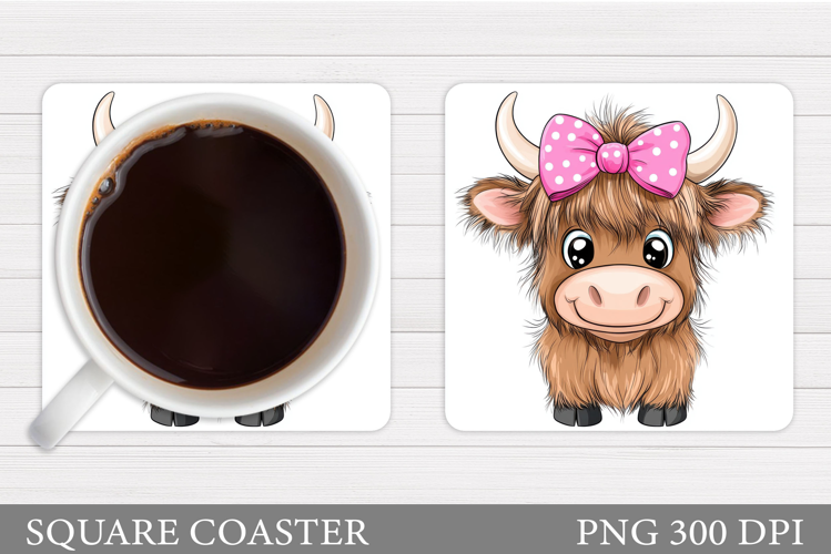 Cute Cow Coaster Design. Cute Cow Sublimation