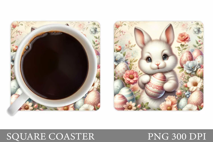 Easter Bunny Coaster Design. Easter Coaster Sublimation