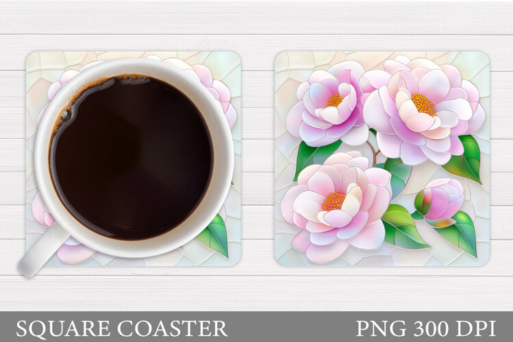 Floral Coaster Design. Flowers Coaster Sublimation example image 1