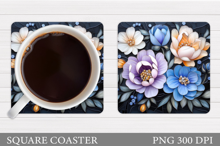 Floral Coaster Design. Flowers Coaster Sublimation
