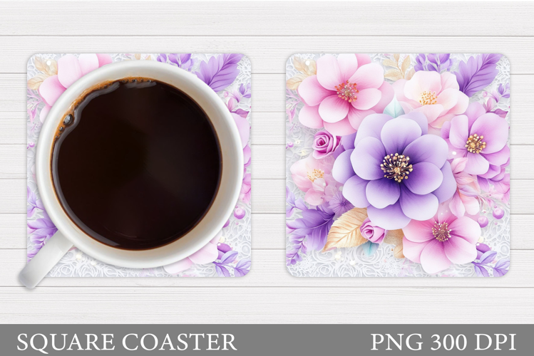 Floral Coaster Design. Flowers Coaster Sublimation