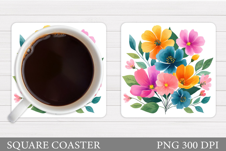 Wildflowers Coaster Design. Flowers Coaster Sublimation