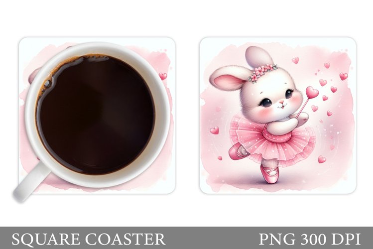 Cute Bunny Coaster Design. Cute Bunny Coaster Sublimation example image 1