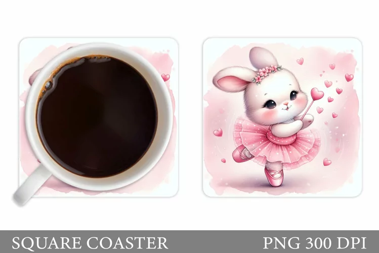 Cute Bunny Coaster Design. Cute Bunny Coaster Sublimation