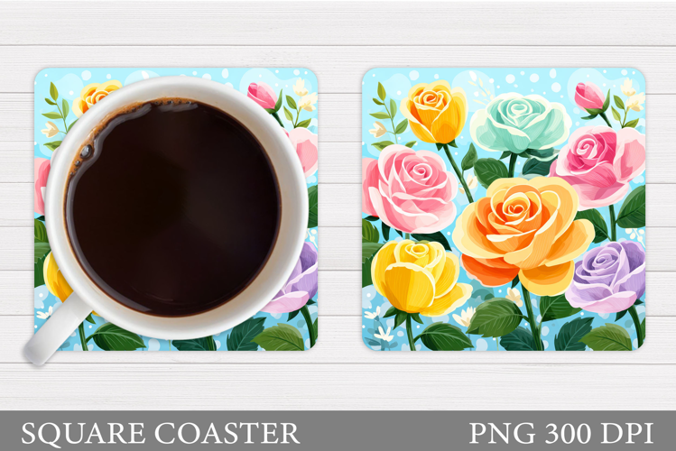 Roses Coaster Sublimation. Flowers Coaster Design