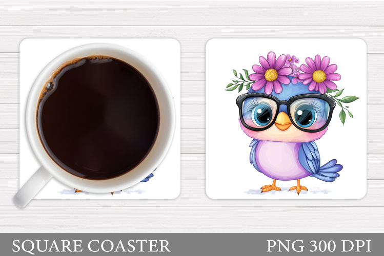 Cute Bird Coaster Design. Cute Bird Sublimation