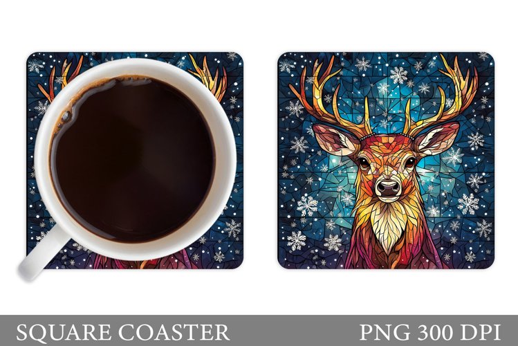Christmas Deer Coaster Design. Christmas Coaster Sublimation