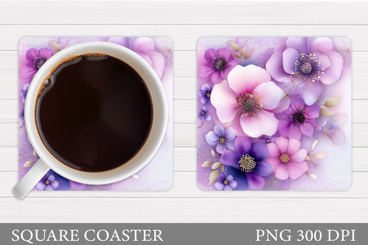 Floral Coaster Design. Flowers Coaster Sublimation
