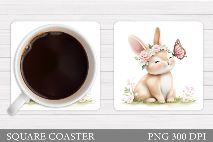 Cute Bunny Coaster Design. Cute Bunny Sublimation
