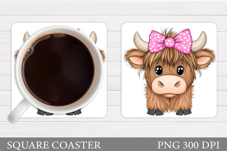 Cute Cow Coaster Design. Cute Cow Sublimation