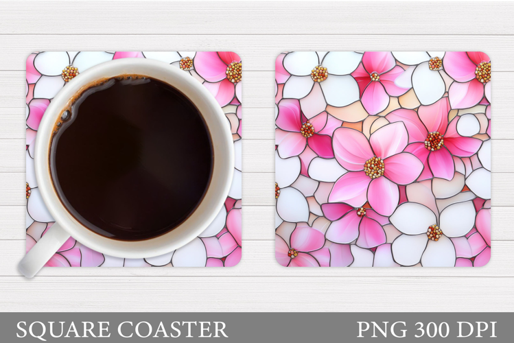Flowers Square Coaster Sublimation. Flowers Coaster Design