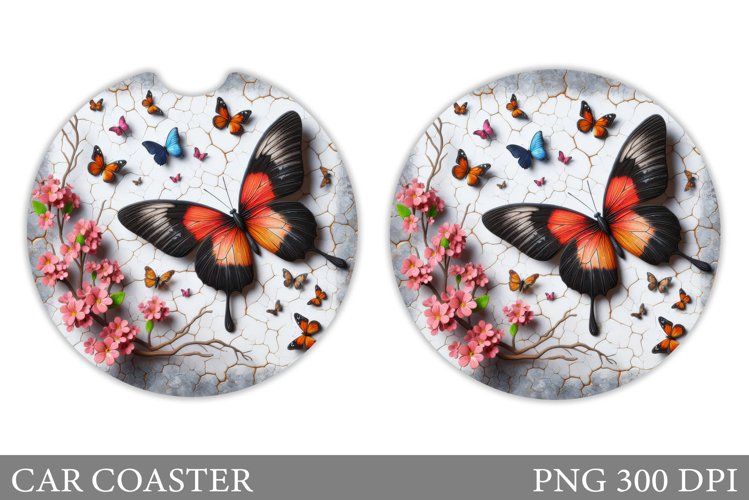 Butterfly Car Coaster Design. Butterfly Sublimation example image 1