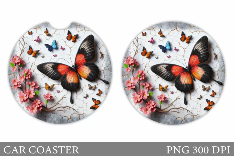 Butterfly Car Coaster Design. Butterfly Sublimation