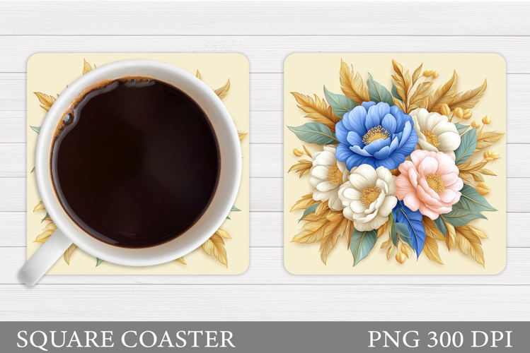 Flowers Round Coaster Sublimation. Flowers Coaster Design