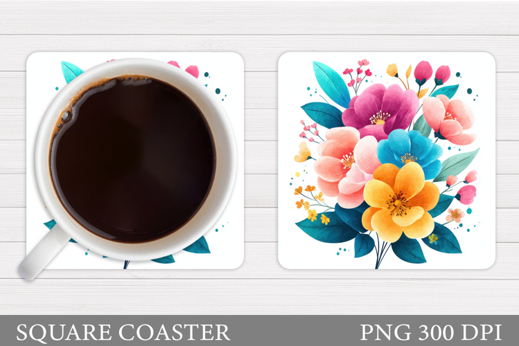 Wildflowers Coaster Design. Flowers Coaster Sublimation