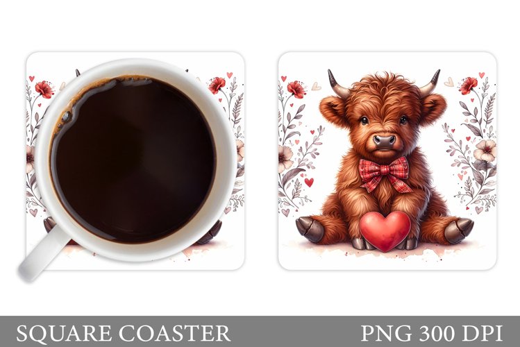 Valentines Cow Coaster Design. Valentines Square Coaster